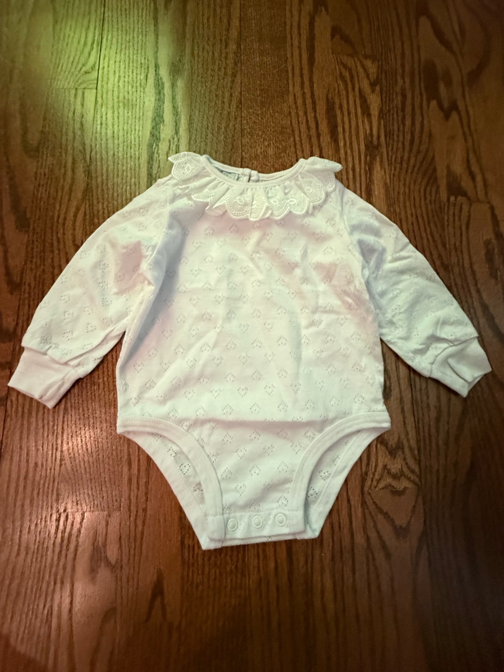 NWOT Basic Editions Collared Pointelle Onesie 12 Months
